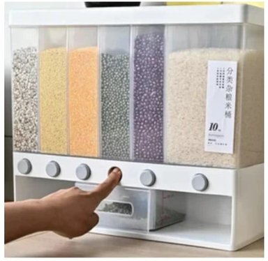 DISPENSADOR DE ARROZ CEREALES CON 6 DIVISIONES DE CALIDAD