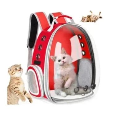MOCHILA TRANSPORTABLE PERROS Y GATOS VAINIBELL ROJO