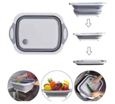 TABLA DE PICAR MULTIFUNCIONAL 4 EN 1 PLEGABLE DE CALIDAD GRIS