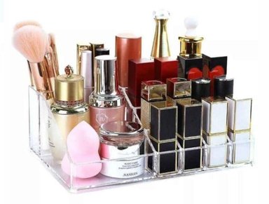 ORGANIZADOR DE MAQUILLAJE EN ACRILICO CON 12 ESPACIOS PARA LABIALES