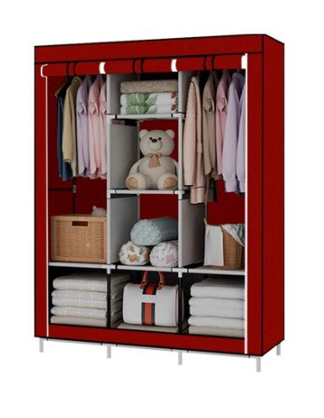 ARMARIO PORTÁTIL 3 CUERPOS DE TELA PLEGABLE ROJO DE CALIDAD