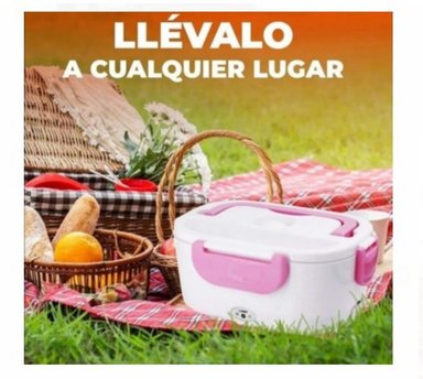 LONCHERA ELÉCTRICA PORTÁTIL ROSADA A1 CON CUCHARITA