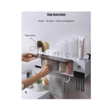 ORGANIZADOR DE BAÑO CON 4 TAZAS DISPENSADOR DE PASTA DENTAL