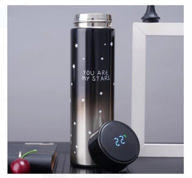 TERMO INTELIGENTE DE ACERO INOXIDABLE CON PANTALLA DE TEMPERATURA NEGRO
