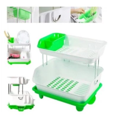 ESCURRIDOR DE PLATOS 2 NIVELES CON DRENAJE CALIDAD VERDE CLARO