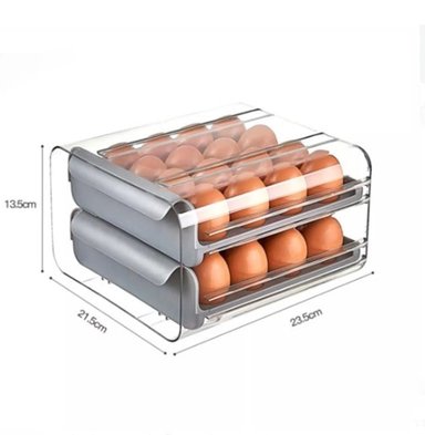 PORTA HUEVO EN ACRILICO DE 2 NIVELES PARA REFRIGERADORA GRIS