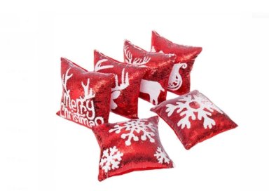 COJIN DE NAVIDAD REVERSIBLE+FUNDA+RELLENO CON CIERRE DE LENTEJUELAS