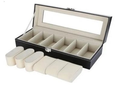 PORTA RELOJES VAINIBELL DE 6 ESPACIOS NEGRO CAJA DE LUJO ESTUCHE HOMBRE MUJER