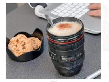 VASO MUG  LENTE FOTOGRAFICO CON GALLETERO