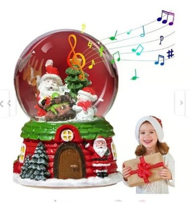 ESFERA NAVIDEÑA BOLA NIEVE CAJA MUSICAL LUCES DECORACIÓN