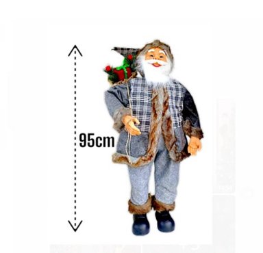 PAPA NOEL 95 CM MUSICAL ESTATICO TRAJE GRIS A1