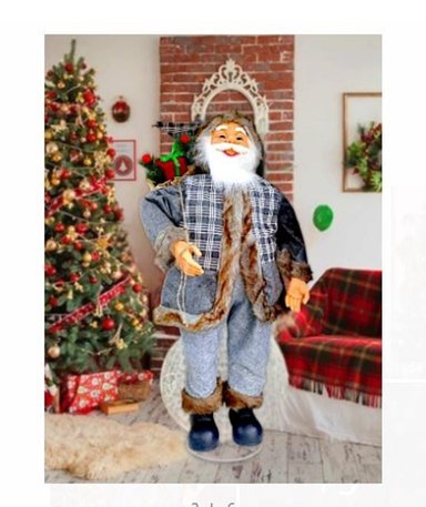 PAPA NOEL 95 CM MUSICAL ESTATICO TRAJE GRIS A1 - 3