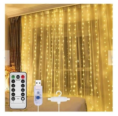 CORTINA LUCES LED 3X3M - AMARILLO