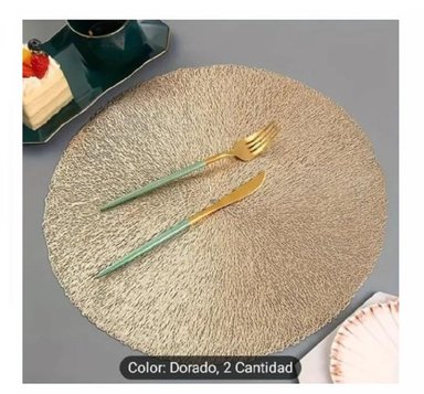 INDIVIDUALES DE MESA COMEDOR 6 PIEZAS DORADO PREMIUM