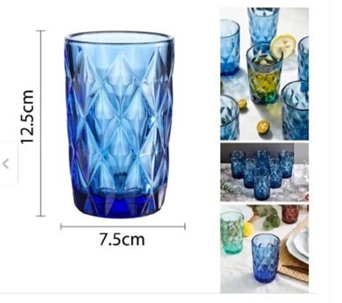 SET DE VASOS LABRADOS AZULES 6 UNID CALIDAD PREMIUM