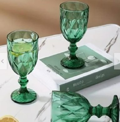 SET DE COPAS DE 6 UNID LABRADAS 220 ML VERDE PREMIUM