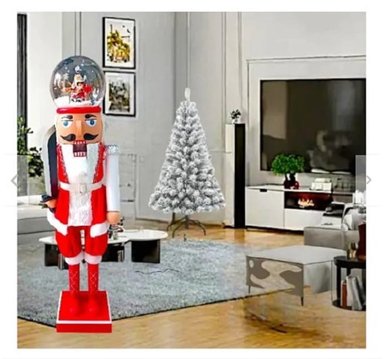 CASCANUEZ MUSICAL CON MOVIMIENTO Y ESFERA NAVIDEÑO ROJO