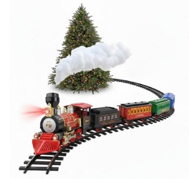 TREN NAVIDEÑO GRANDE CON 22 PIEZAS LUZ BOTA HUMO MUSICAL