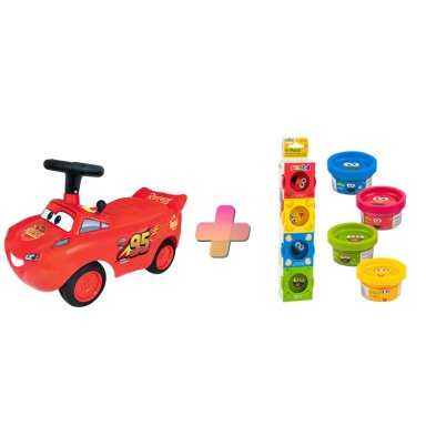 CORREPASILLOS CARRITO MONTABLE PARA NIÑOS DE RAYO MCQUEEN TURBO A TODO GAS Y PLASTILINAS - 1