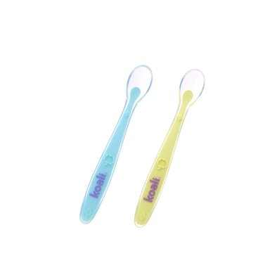 CUCHARA PARA BEBE DE SILICONA 2 UNIDADES CELESTE VERDE