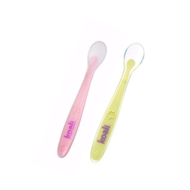 CUCHARA PARA BEBE DE SILICONA 2 UNIDADES ROSADO VERDE