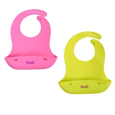 BABERO PARA BEBE SiILICONA  ROSADO VERDE 2 UNIDADES