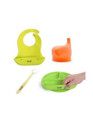 PLATO KOALI BABERO CUCHARA TAPA VERDE PARA BEBÉ