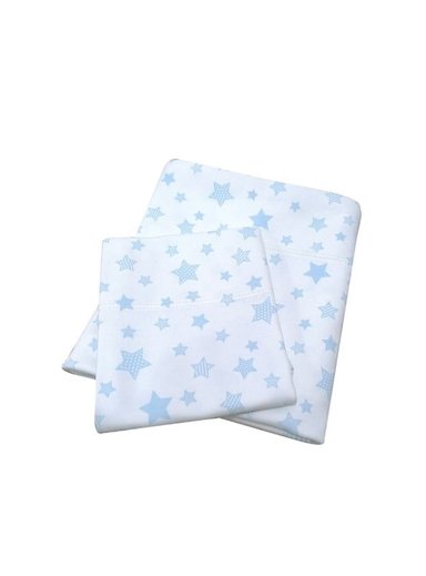 SÁBANAS ALGODÓN BLANCO BEBÉ CUNA CORRAL ESTRELLAS CELESTES
