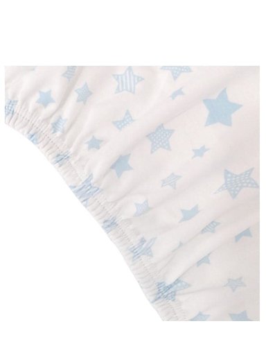 SÁBANAS ALGODÓN BLANCO BEBÉ CUNA CORRAL ESTRELLAS CELESTES - 3