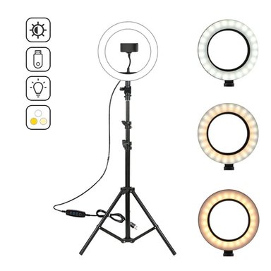 COMBO FOTOGRAFIA ARO LED 26 CM + TRÍPODE 2.10 MTS TIK TOK