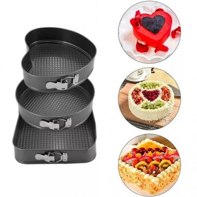 MOLDE OEM 3 FORMAS KEKE TORTAS POSTRES DESMONTABLE ANTIADHERENTE