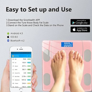 BALANZA SMART DIGITAL BLUETOOTH COLOR ROSADO - 3