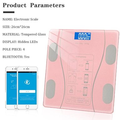 BALANZA SMART DIGITAL BLUETOOTH COLOR ROSADO - 6