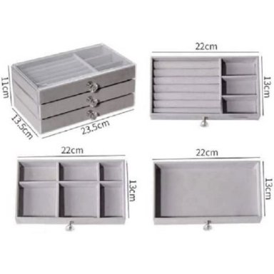 ORGANIZADOR ACRÍLICO PARA JOYAS, JOYERO TRANSPARENTE CON 3 CAJONES - 3