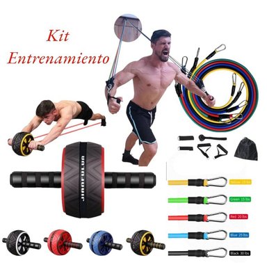 SET 5 LIGAS RESISTENCIA ELÁSTICA + RUEDA ABDOMINAL