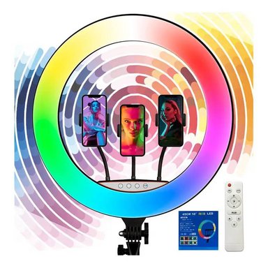 SET ARO LUZ LED 45 CM 460B COLOR RGB PRO + TRÍPODE + CONTROL REMOTO
