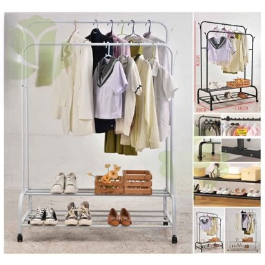 MUEBLE ORGANIZADOR OEM ROPA DOBLE ESTANTES 2 NIVELES RUEDAS