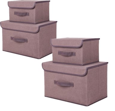 PACK DE 2 CAJAS ORGANIZADORAS DE TELA PLEGABLES CON TAPA