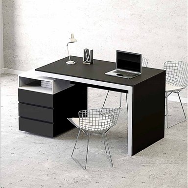 ESCRITORIO TU MESITA TU MESITA 120 CM X 50 CM NEGRO Y ARCHIVERO DOBLE CARA PREMIUM CON BLANCO