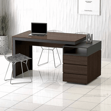 ESCRITORIO Y ARCHIVERO TU MESITA DOBLE CARA 120 CM X 50 CM WENGUE CON NEGRO