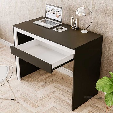 ESCRITORIO TU MESITA MINIMALISTA ORIANA MODERNO 100CM NEGRO CON BLANCO