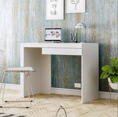 ESCRITORIO TU MESITA MINIMALISTA ORIANA MODERNO 100CM BLANCO CON HAYA BLANCO