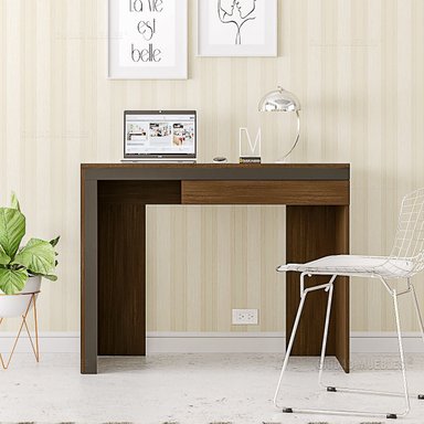 ESCRITORIO TU MESITA TU MESITA 100 CM X 50 CM WENGUE CON NEGRO MINIMALISTA ORIANA MODERNO