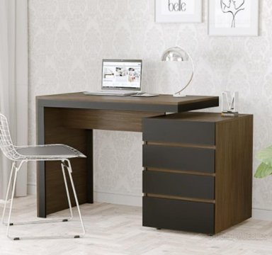 ESCRITORIO TU MESITA TU MESITA 120 CM X 50 CM WENGUE CON NEGRO MINIMALISTA IVANA 4 CAJONES