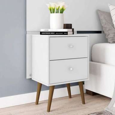 MESA NOCHE TU MESITA KARI 2 CAJONES 68X45CM BLANCO