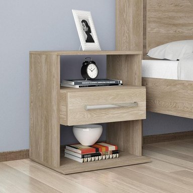 MESA NOCHE TU MESITA MELAMINA OSRAVA CARAMELO 48X52X37CM BLANCO