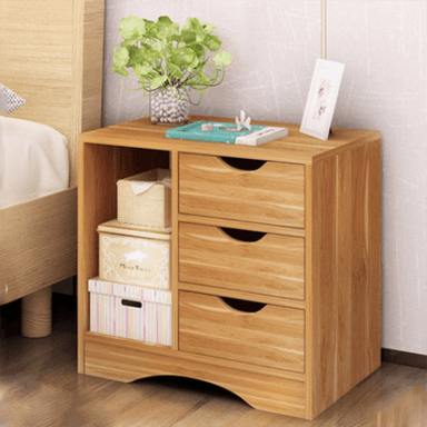 VELADOR TU MESITA MESA NOCHE MIKELA 3 CAJONES NATURAL