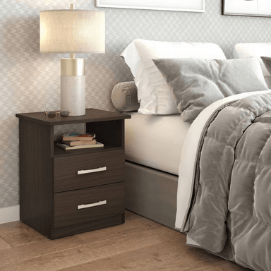 VELADOR TU MESITA MESA NOCHE MATÍAS 2 CAJONES 42X36X51 MARRÓN