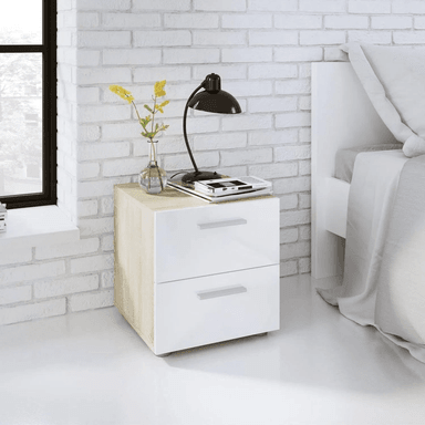 VELADOR TU MESITA MODERNO SEBARTS 2 CAJONES BLANCO