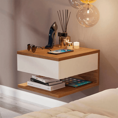 VELADOR FLOTANTE CONTEMPORÁNEO TU MESITA MIRÓ MARRÓN BLANCO 34CM